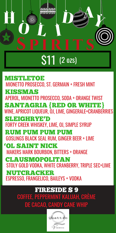 vinotecca holiday spirits menu